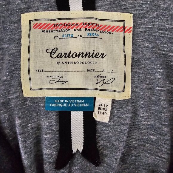 Cartonnier Blazer Anthropologie Corp Core Charcoal Gray Cotton Blend Jacket - Picture 2 of 8